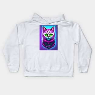 Vapor wave of the cat Kids Hoodie